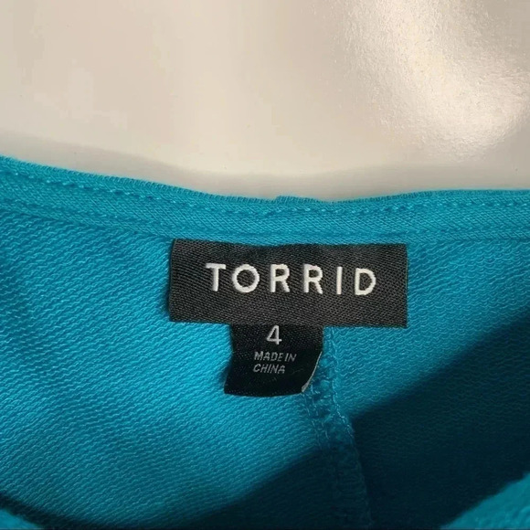 Torrid Teal French Terry Off The Shoulder T-Shirt Dress Size 4 - Picture 4 of 7